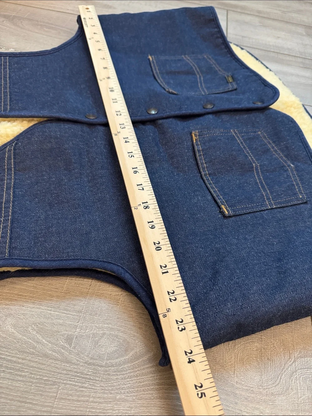 Vintage Sears Roebucks Western Wear Sherpa lined Vest Ranch Cowboy Denim Blue